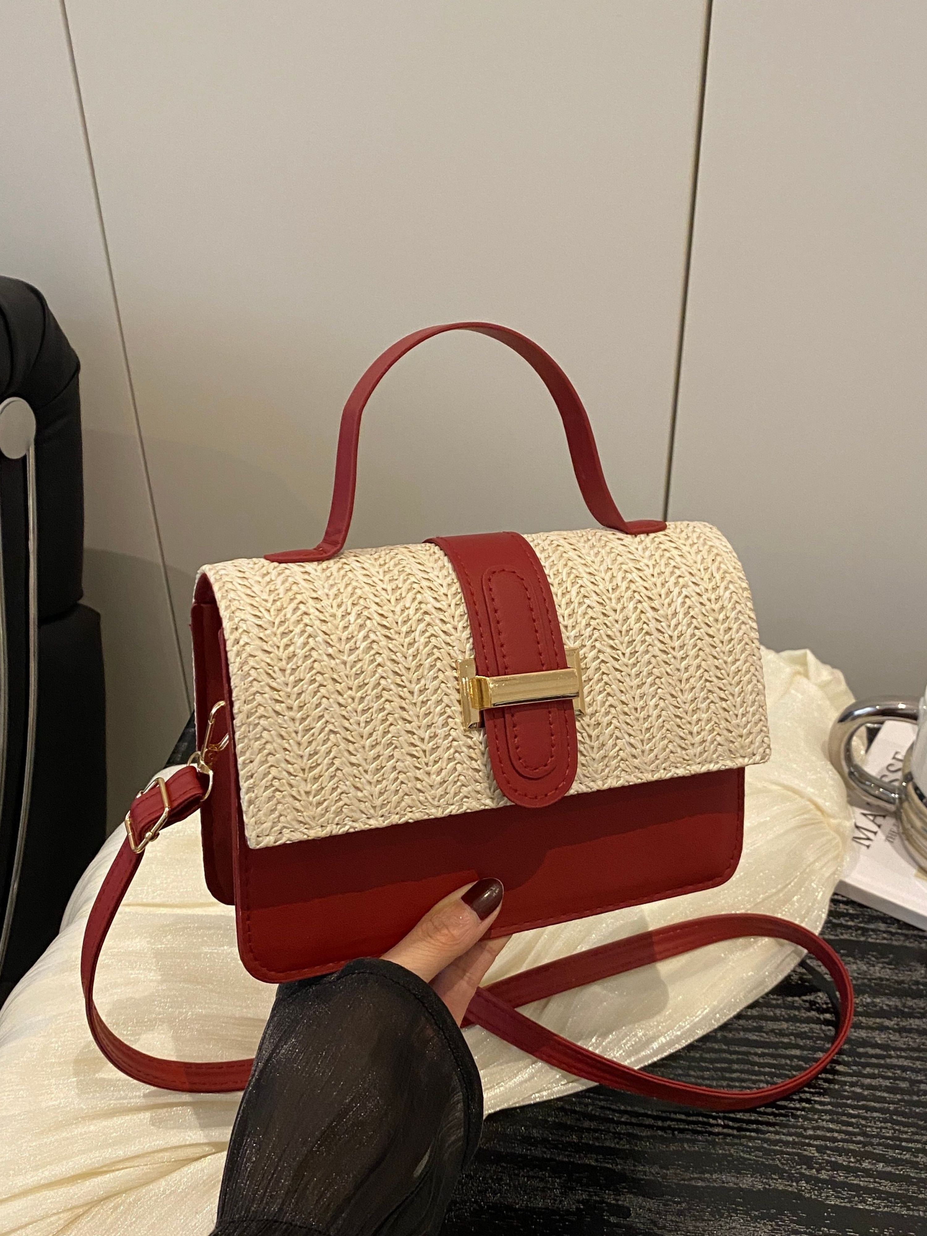 Red Woven Sling Bag
