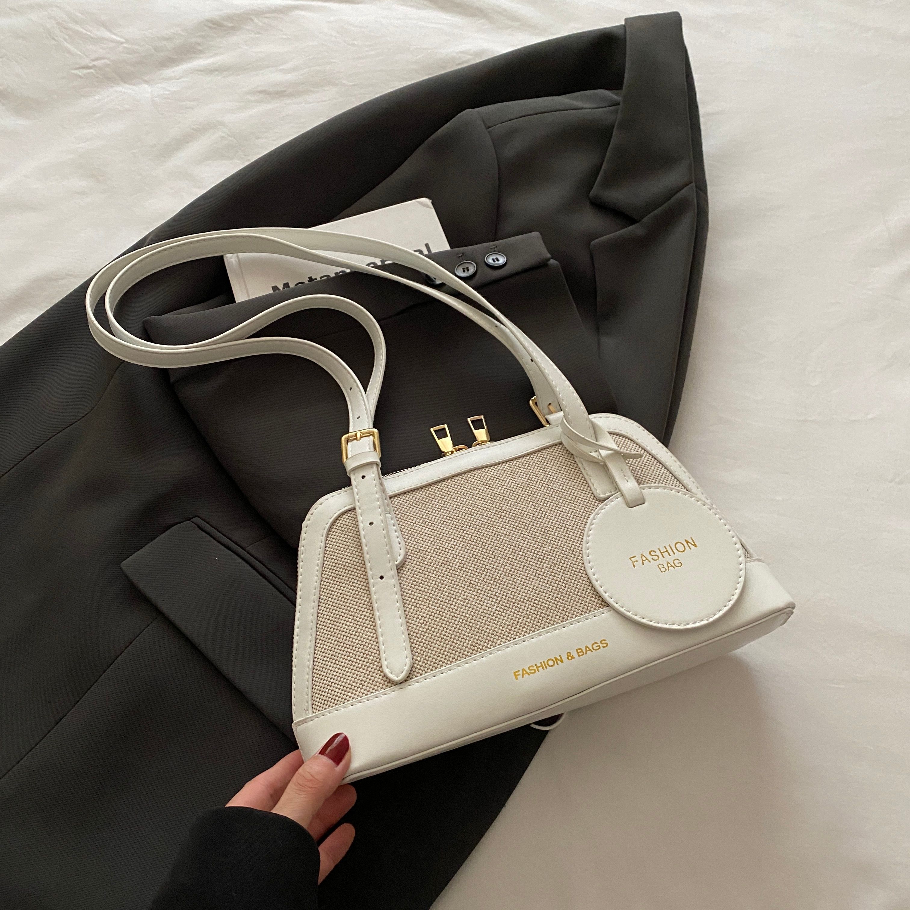 White Shoulder Bag with Adjustable Strap