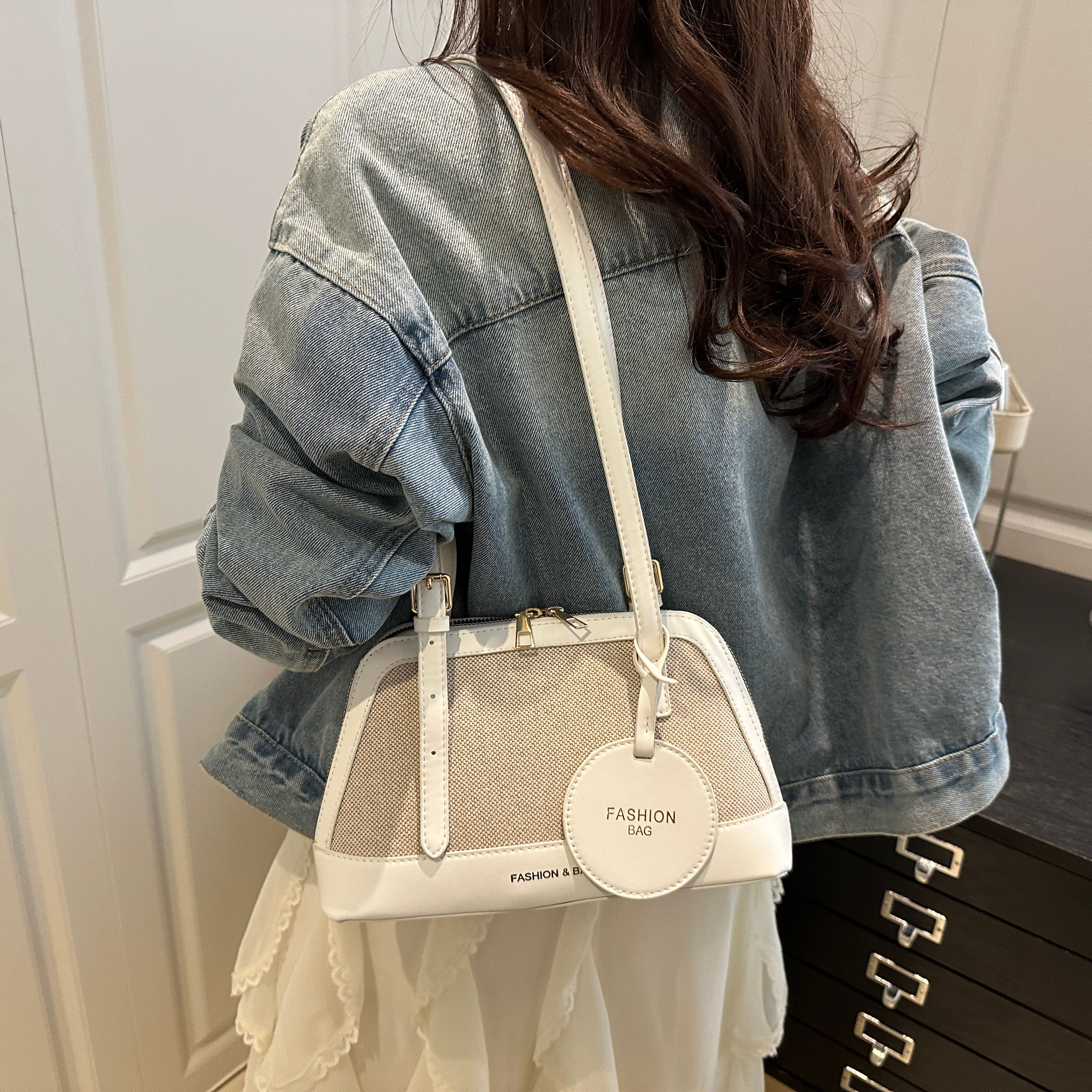 White Shoulder Bag with Adjustable Strap