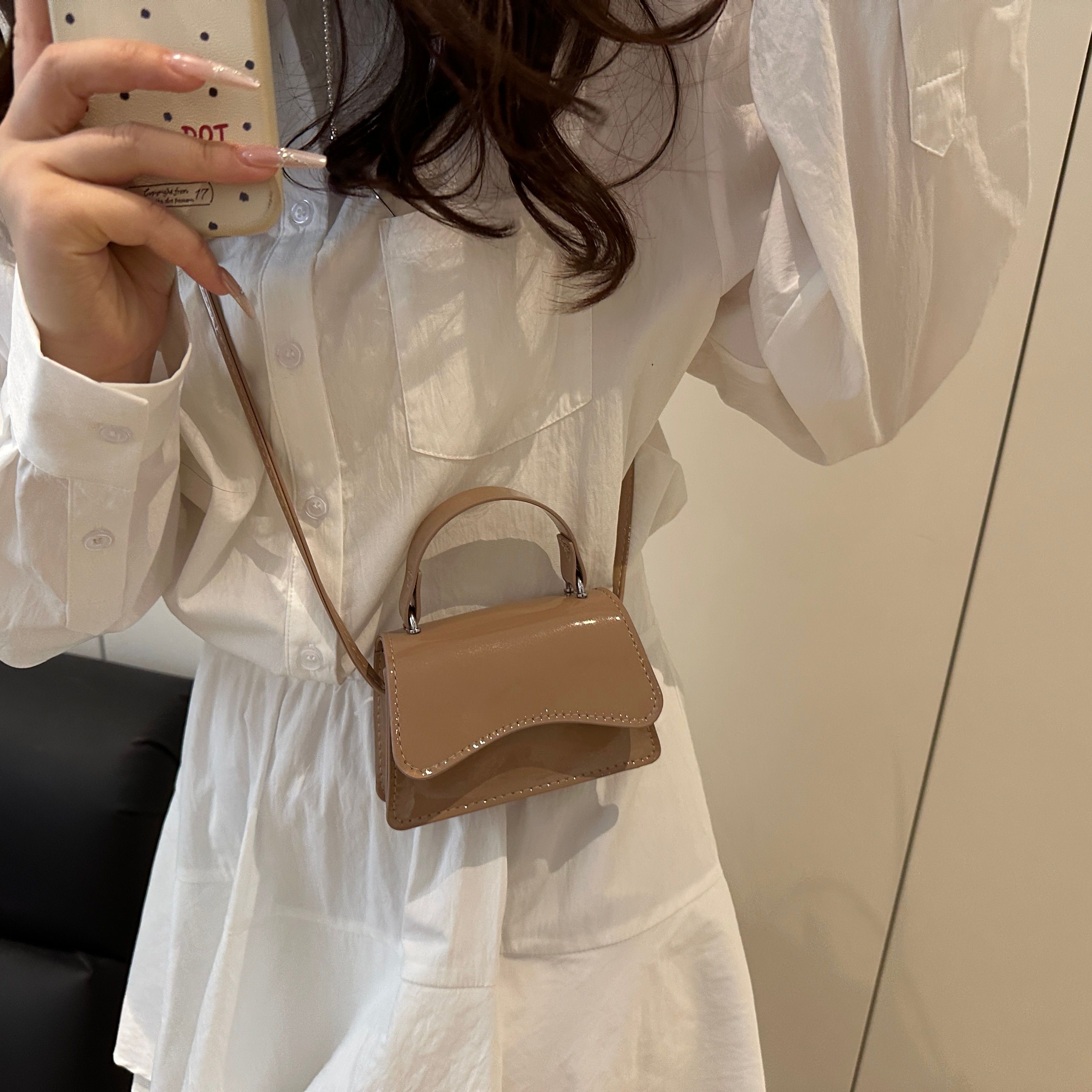 Khaki Crossbody Bag with Adjustable Strap