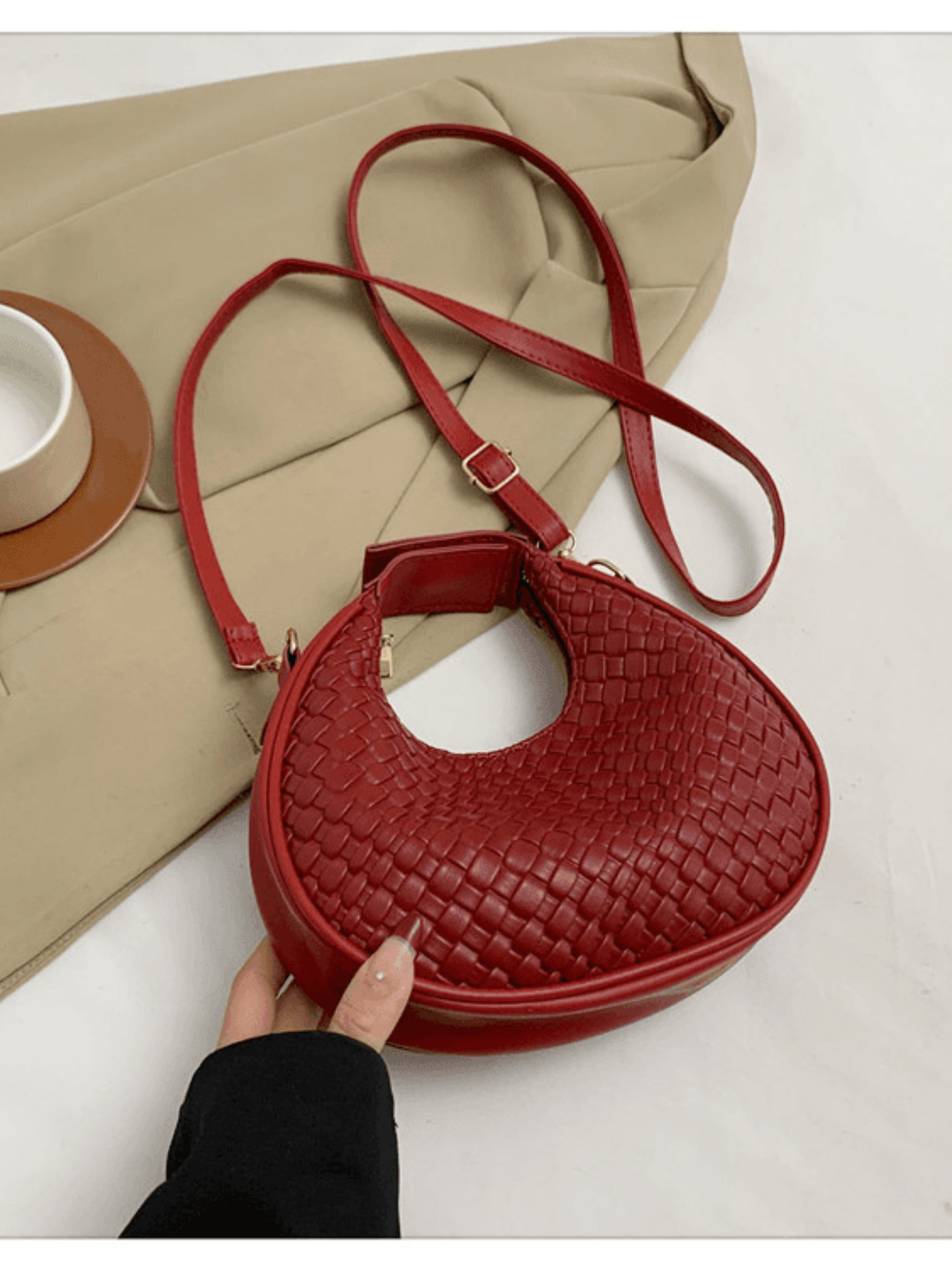 Red Woven Shoulder Bag