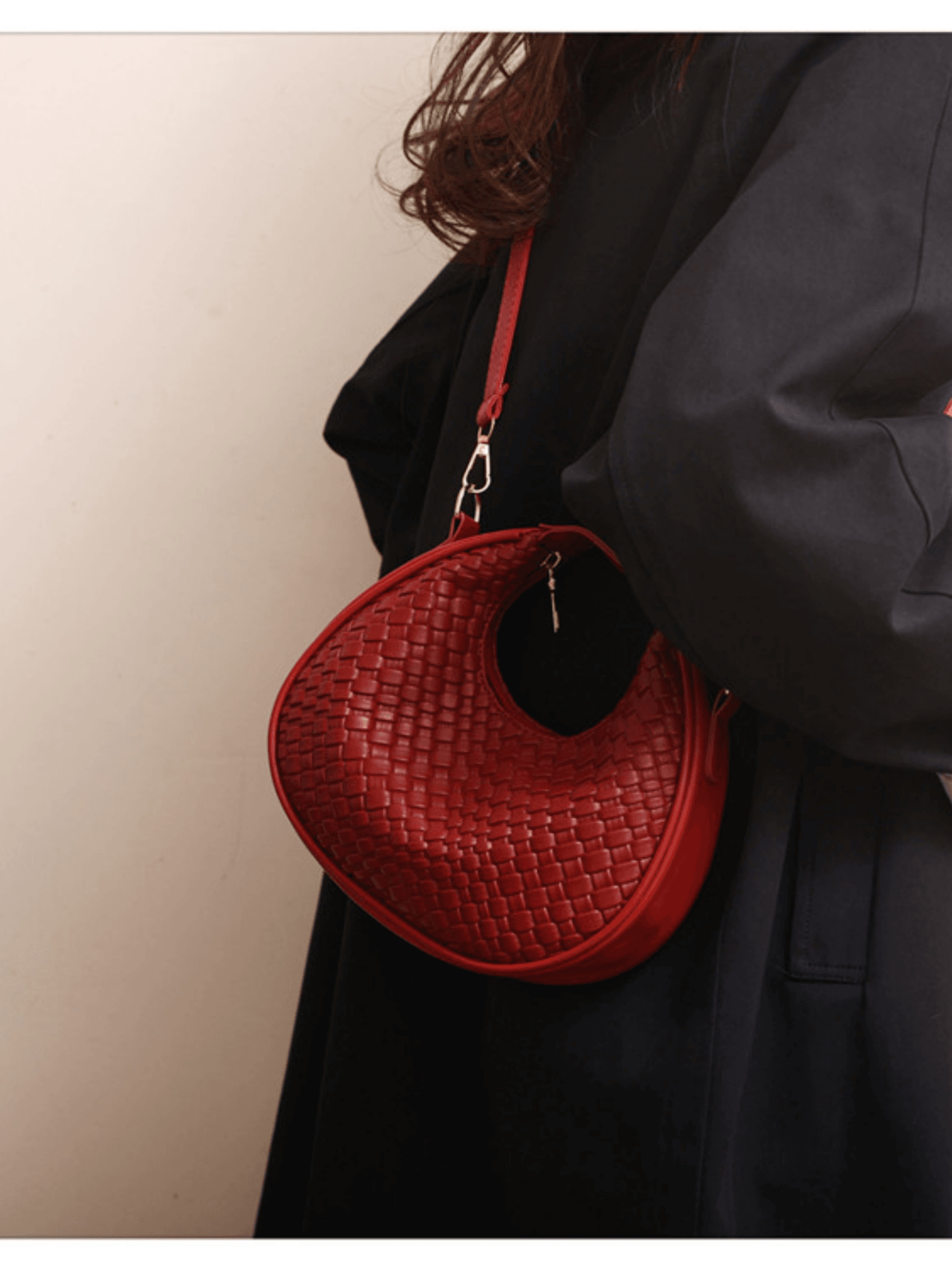 Red Woven Shoulder Bag