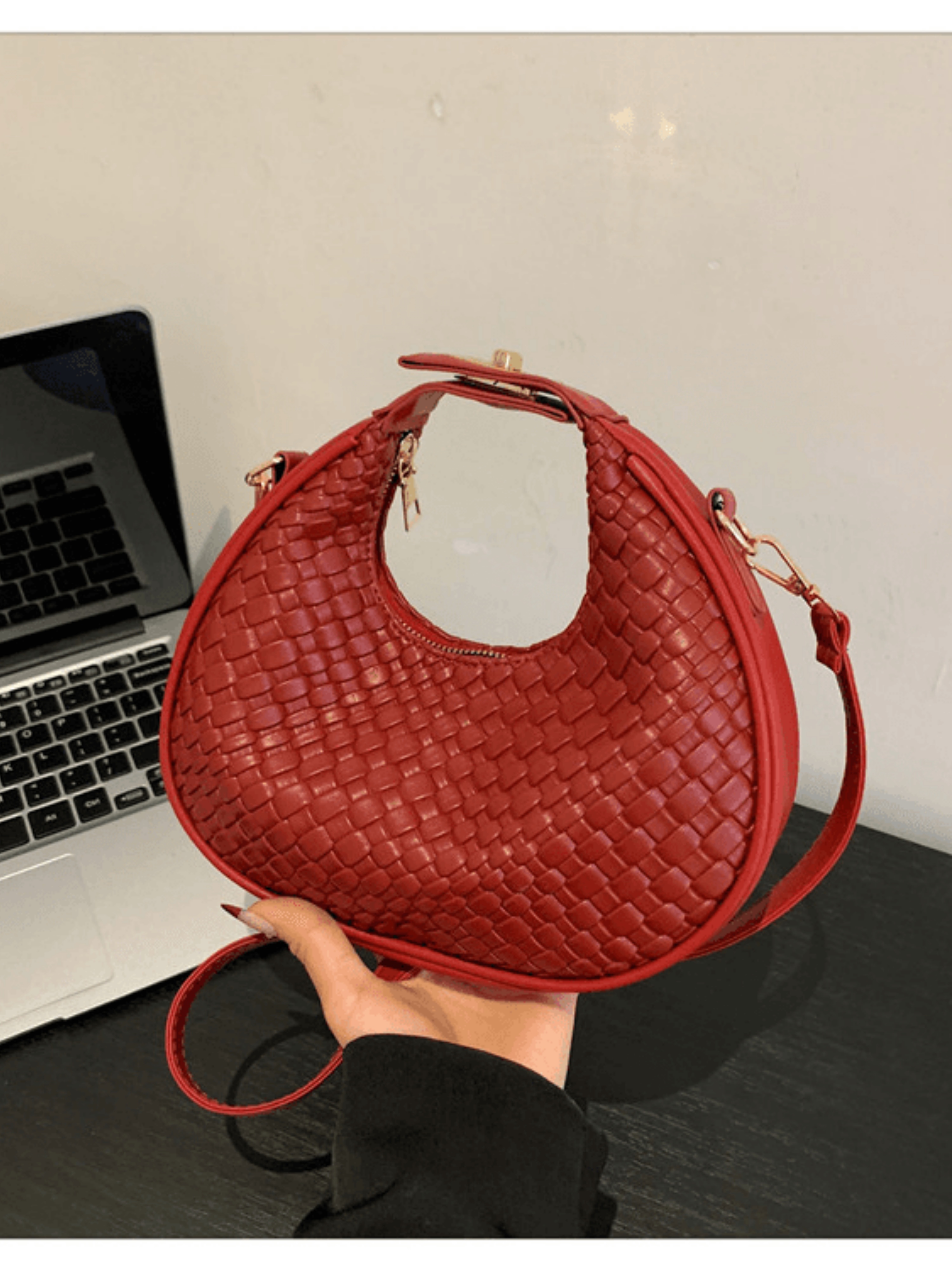 Red Woven Shoulder Bag
