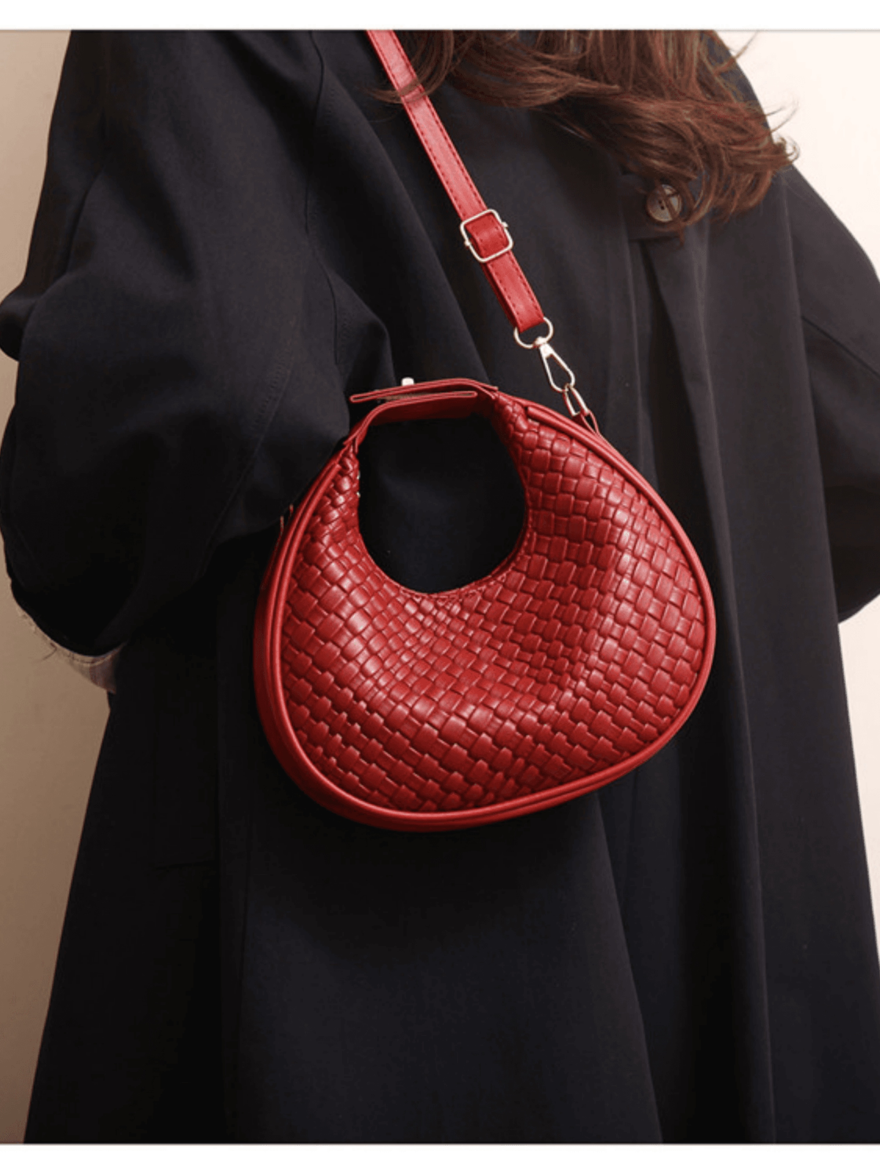 Red Woven Shoulder Bag