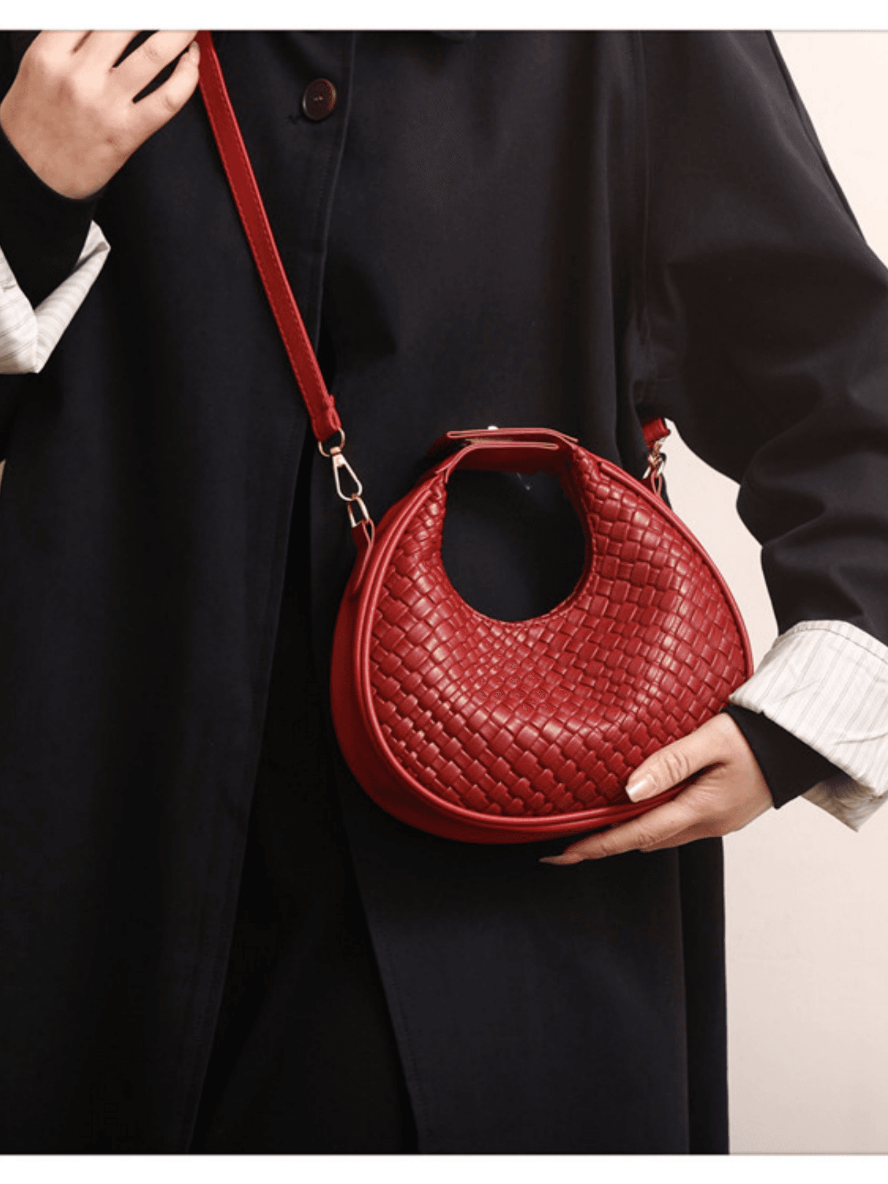 Red Woven Shoulder Bag