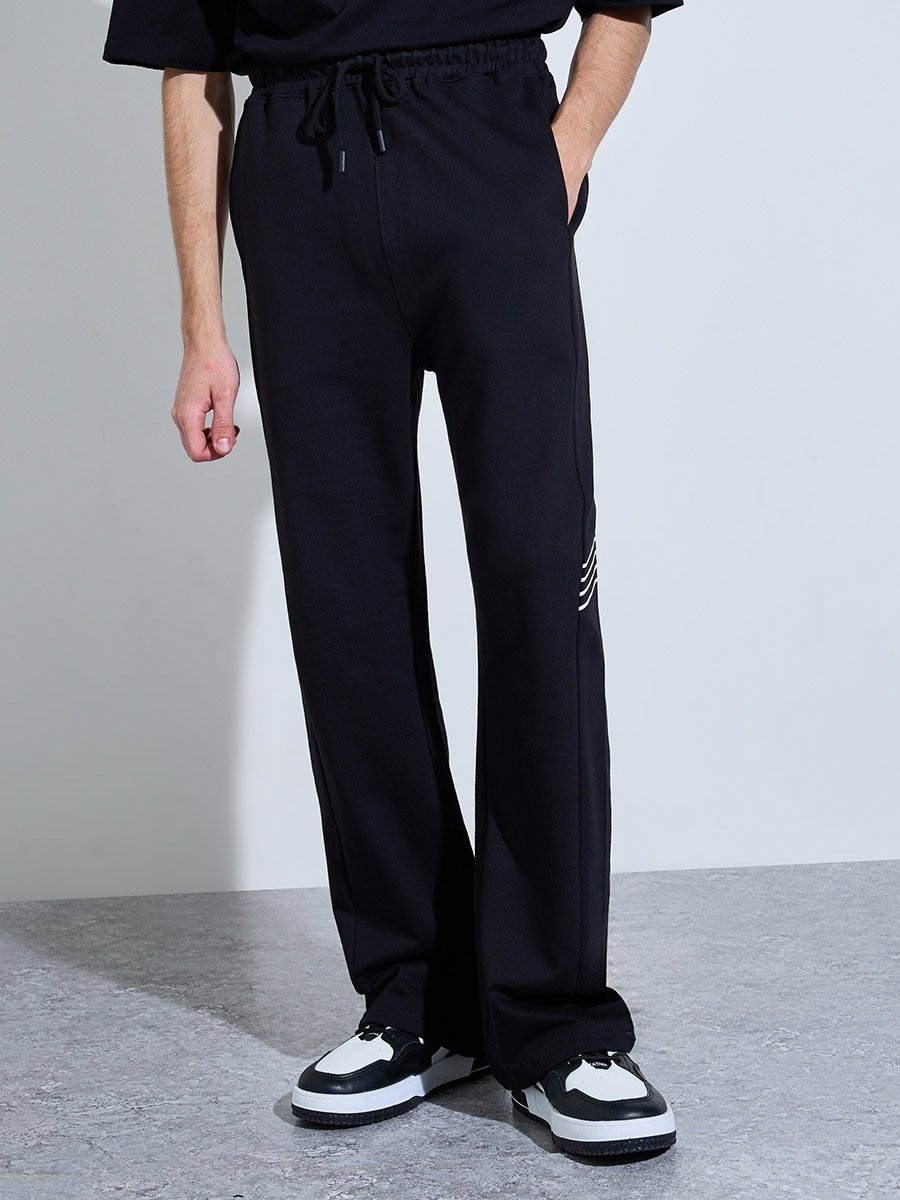 Black Side Stripe Oversize Terry Joggers