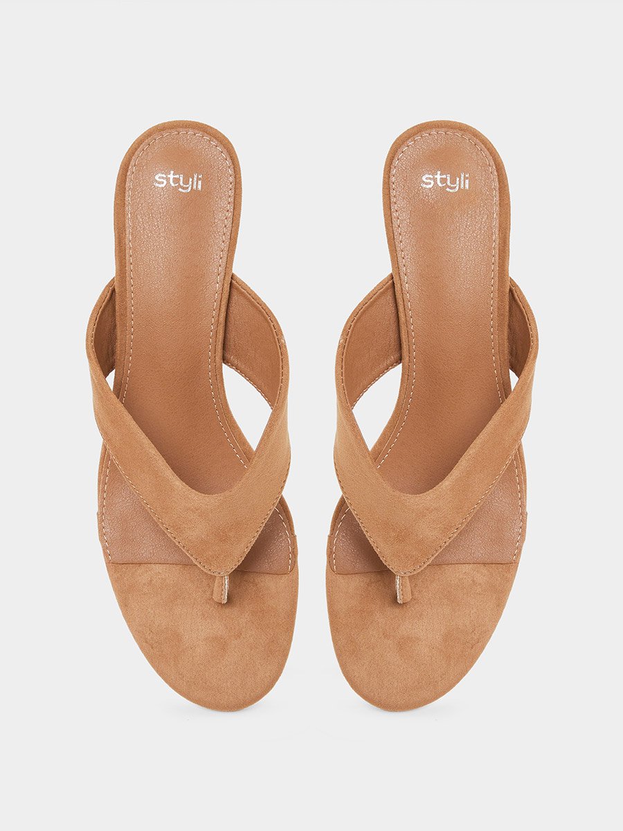 Suede Look Heel Sandals