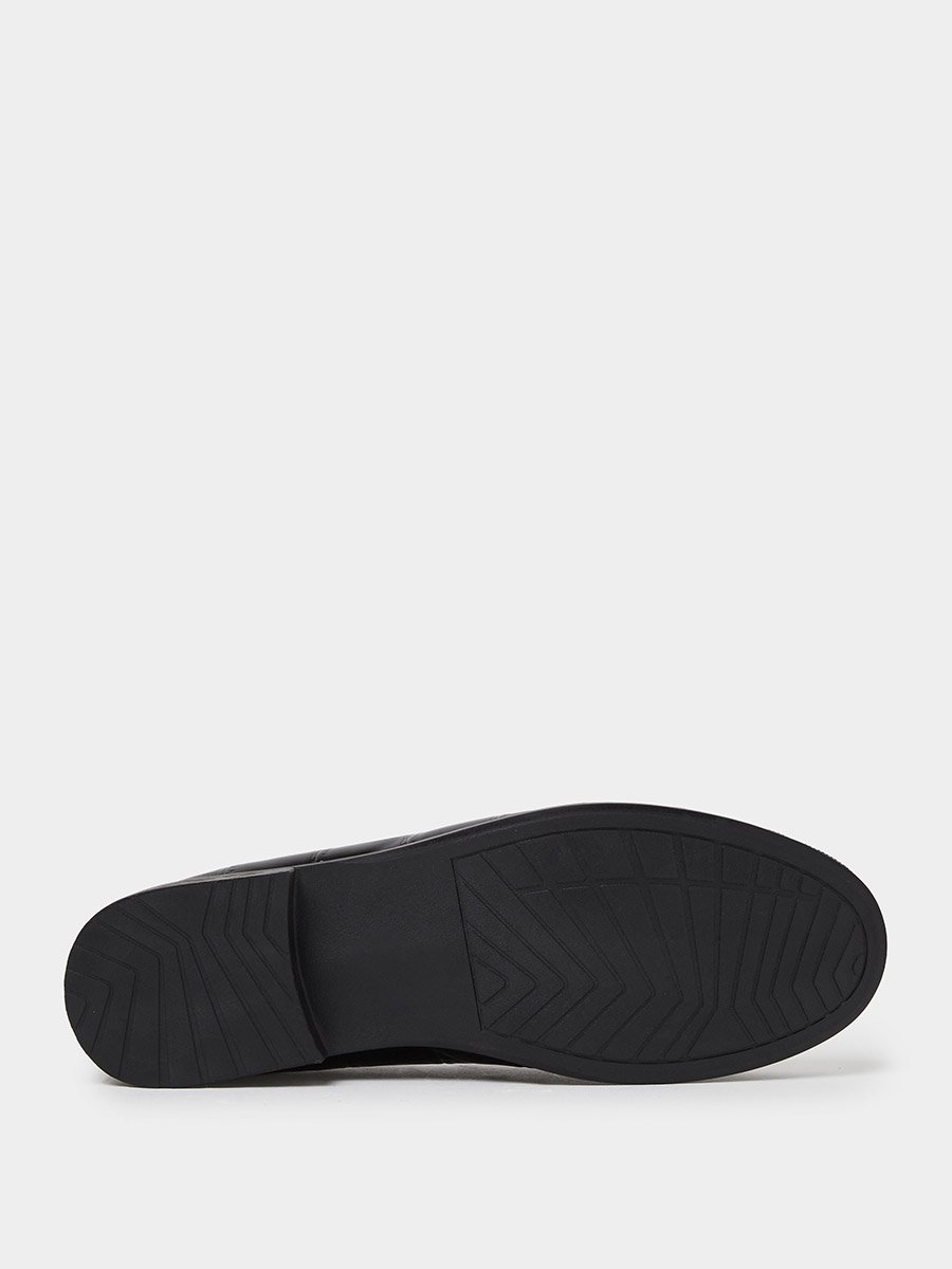 Black Croc Textured Bit Loafers