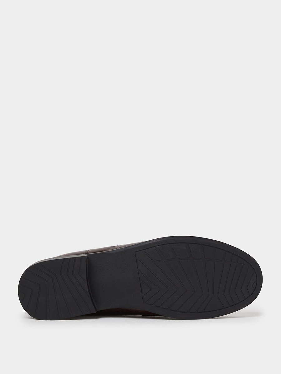 Brown Croc Textured Loafers