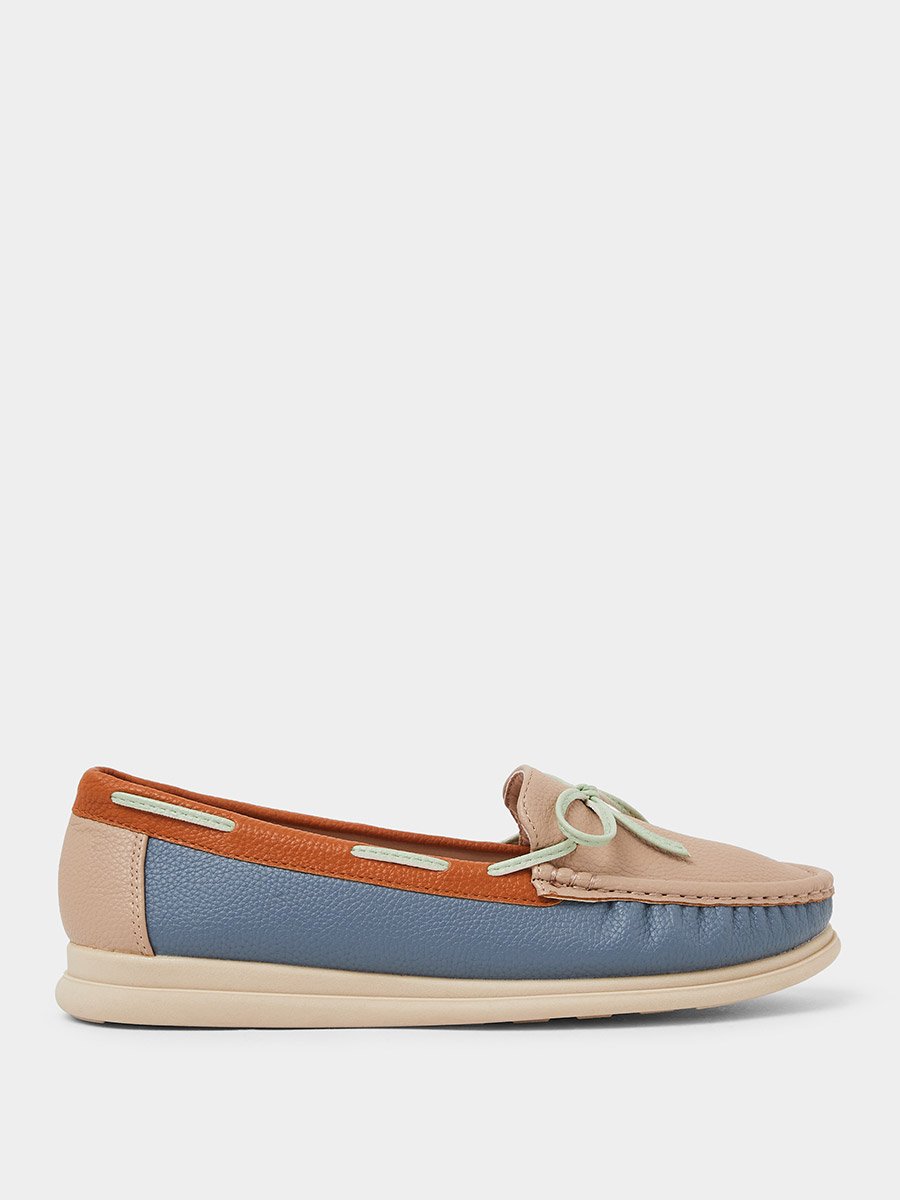Color Block Bow Detail Shoes
