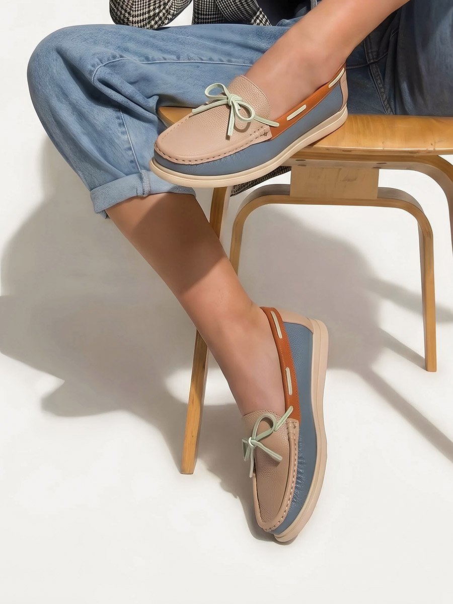 Color Block Bow Detail Shoes