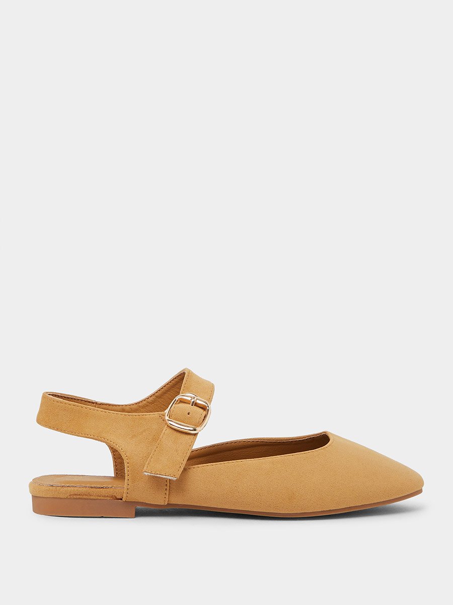 Brown Plain Round Toe Shoes with Buckle