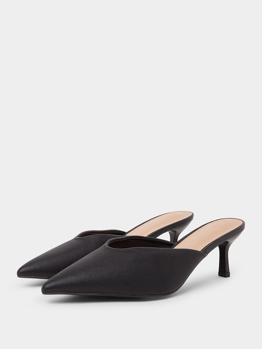 Black Pointed Toe Mules