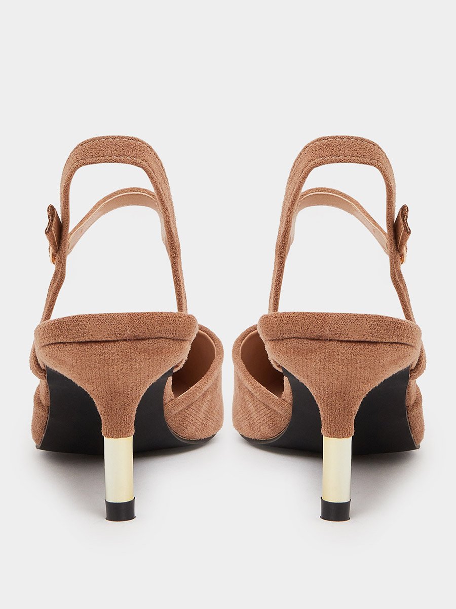 Beige Ankle Strap Formal Shoes