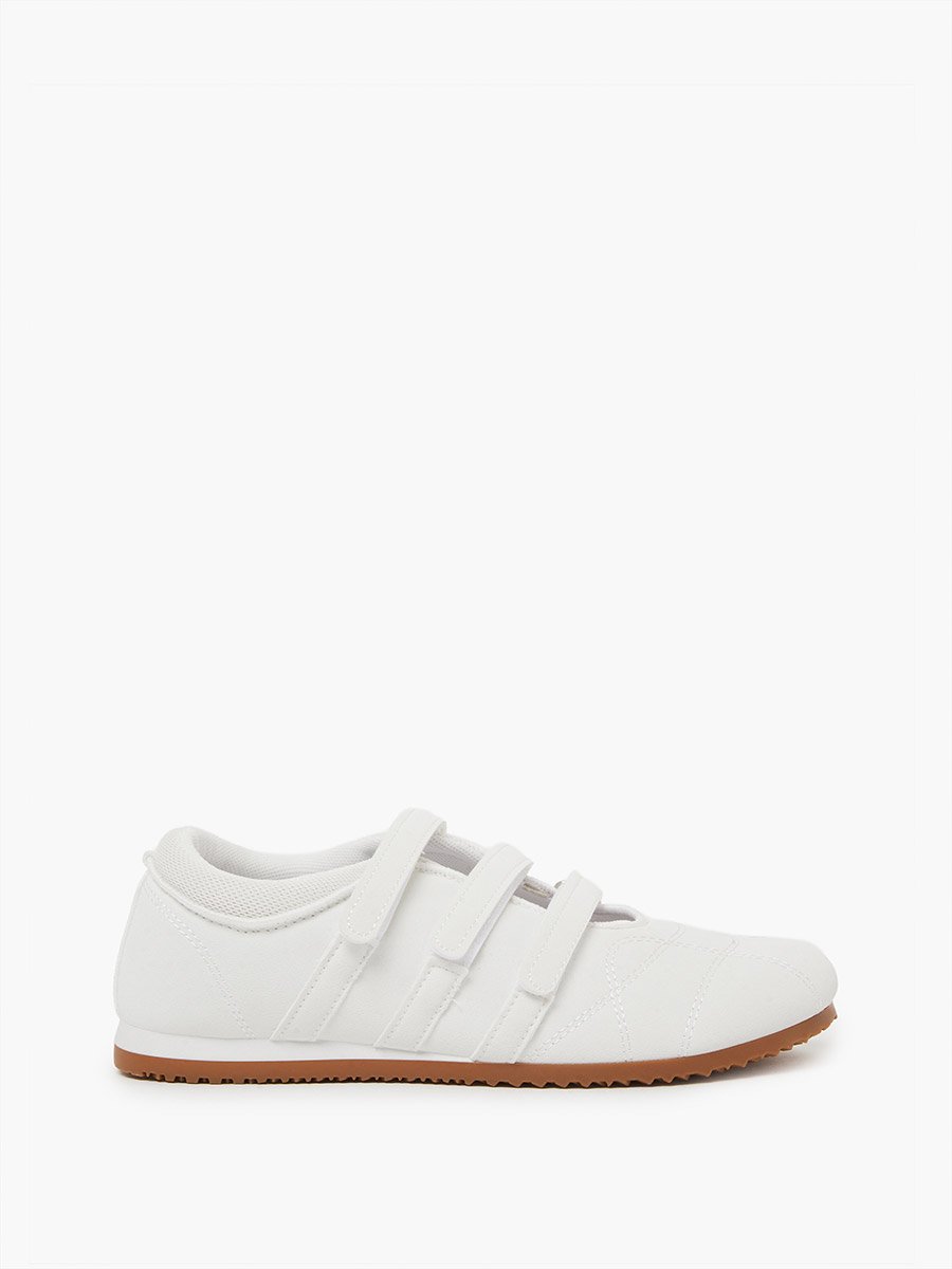 White Velcro Strap Sneakers