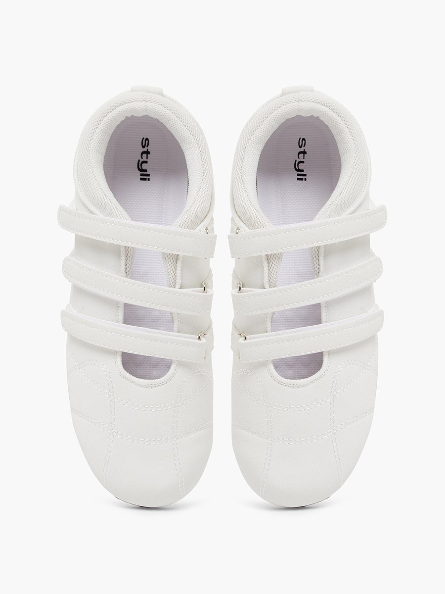 White Velcro Strap Sneakers