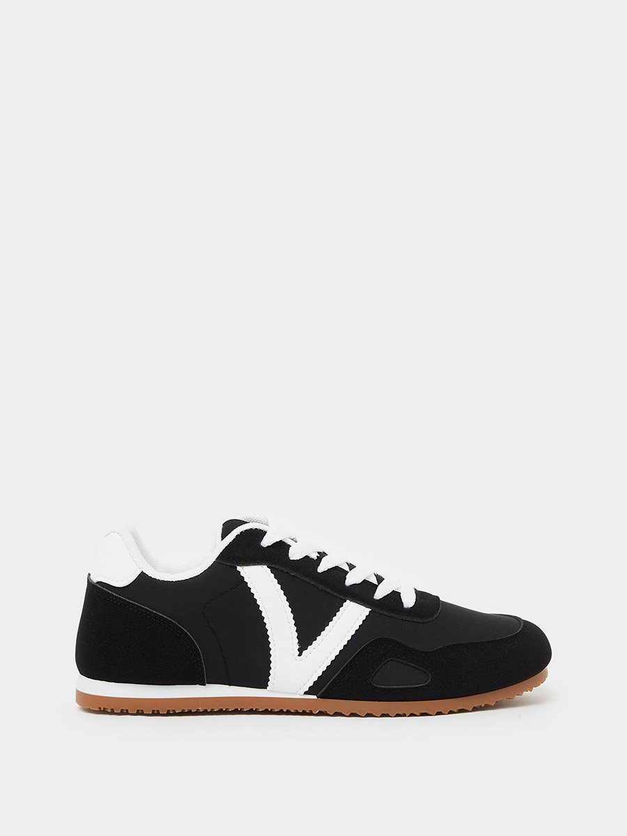 Black Retro Lace-Up Sneakers