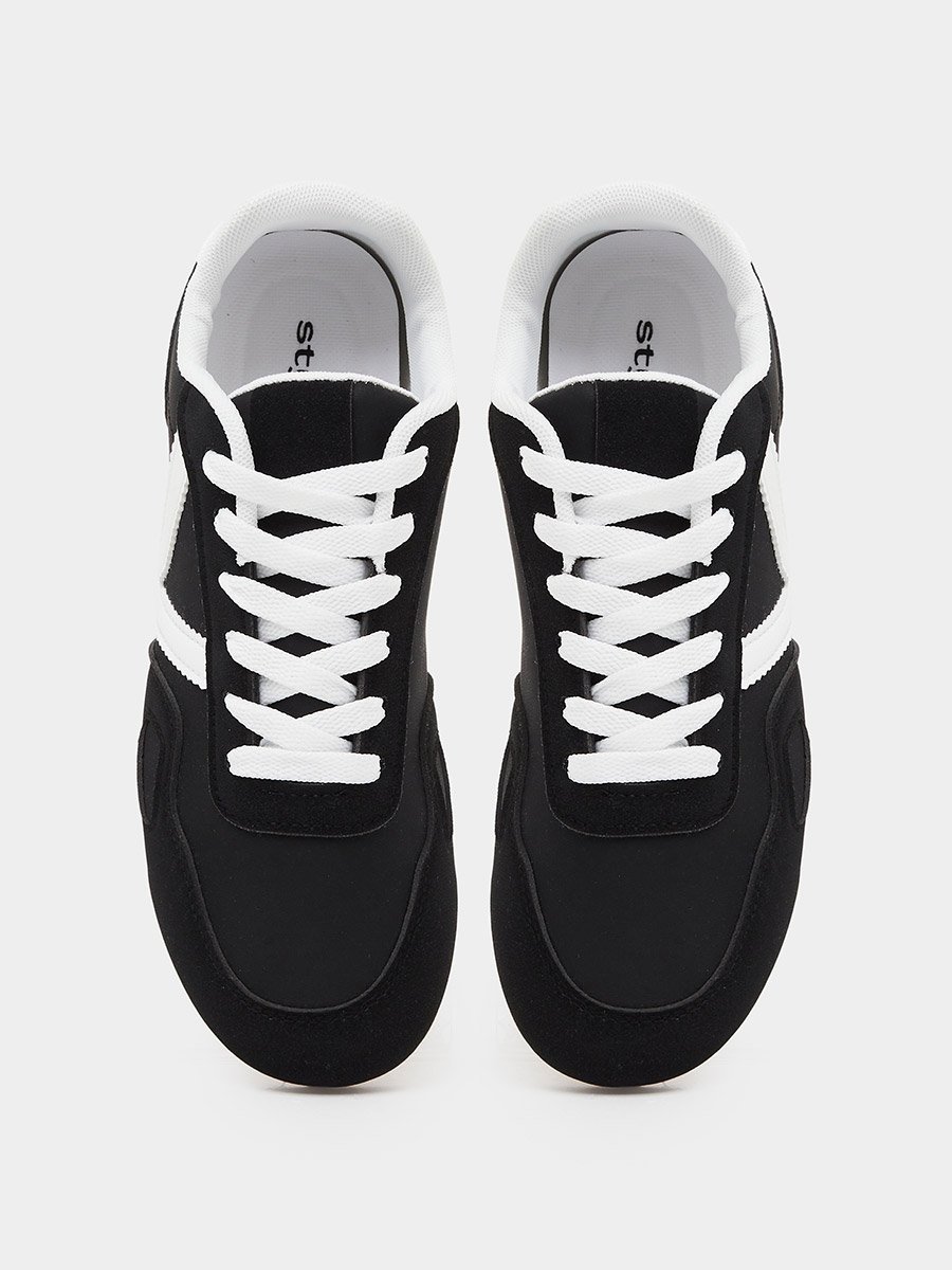 Black Retro Lace-Up Sneakers