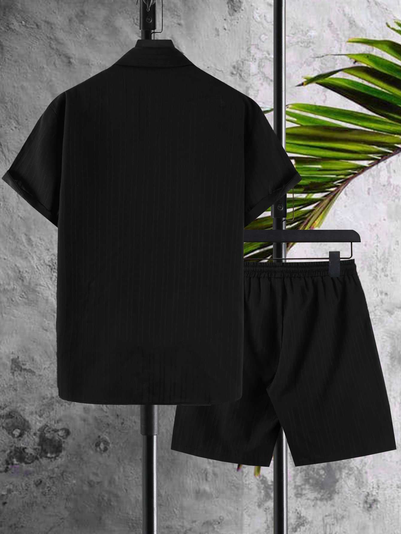 Men Plus Size Casual Shirt and Shorts Co-Ord Set