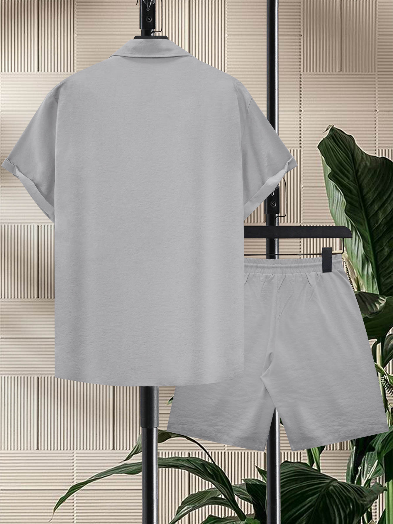 Men Plus Size Casual Shirt and Shorts Co-Ord Set