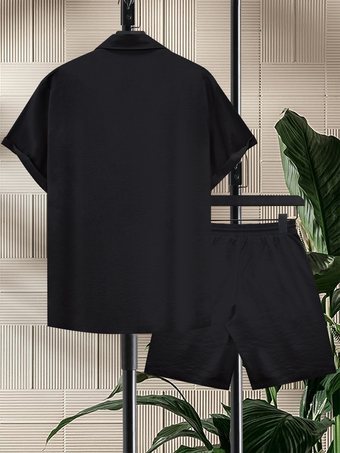 Men Plus Size Casual Shirt and Shorts Co-Ord Set