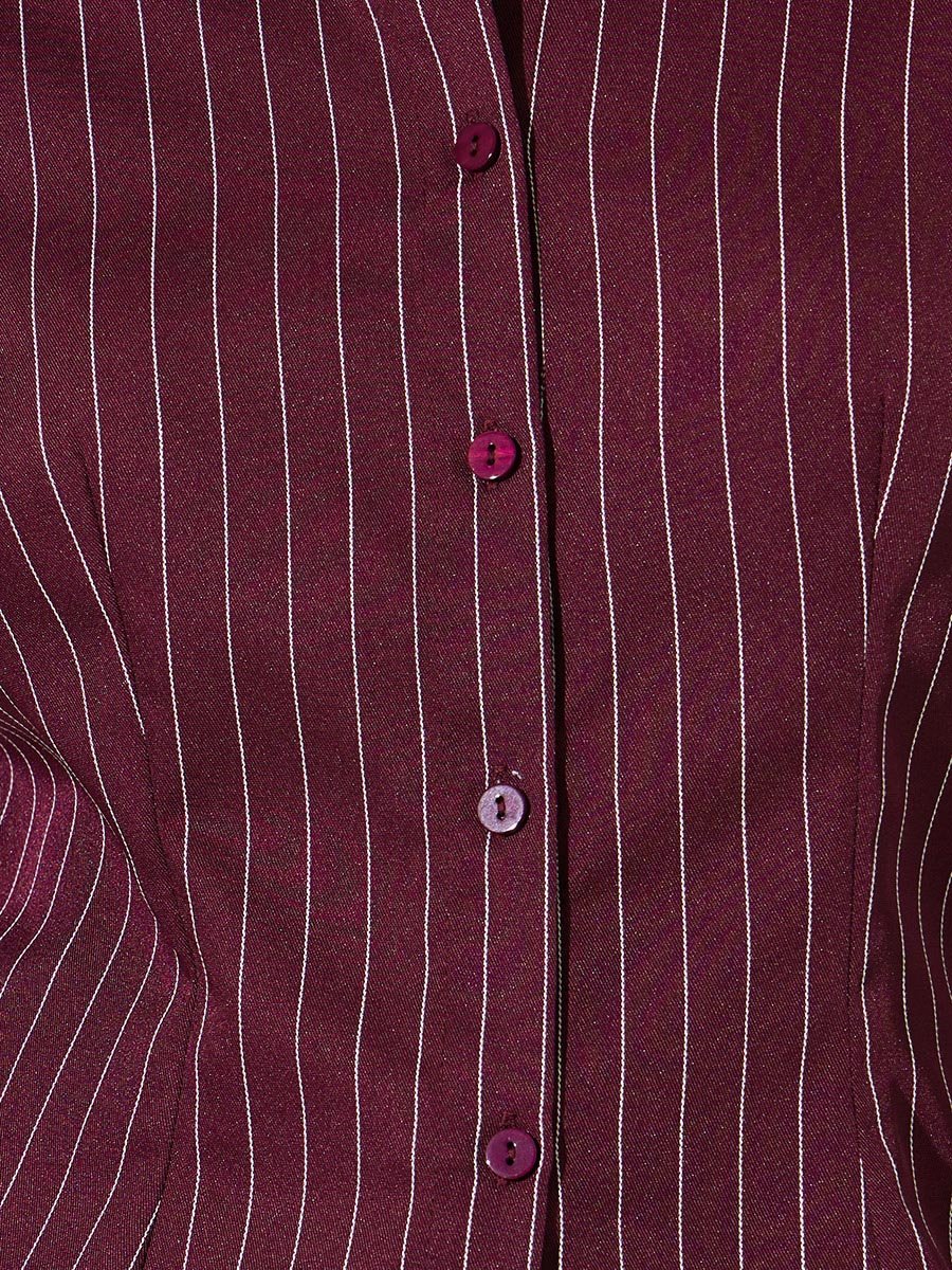 Burgundy Pinstripe Long Sleeve Shirt