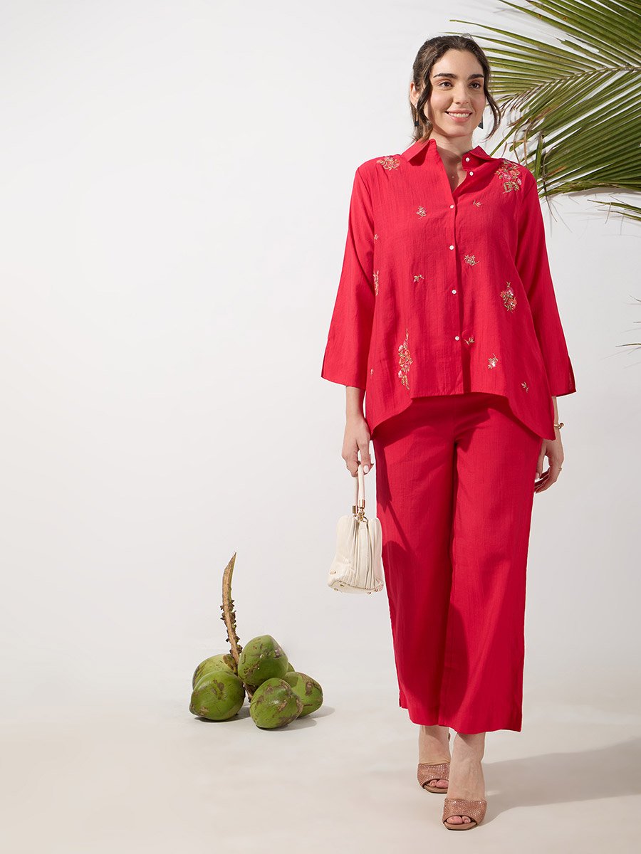 Embroidered Co-ord Set with 3/4 Sleeves