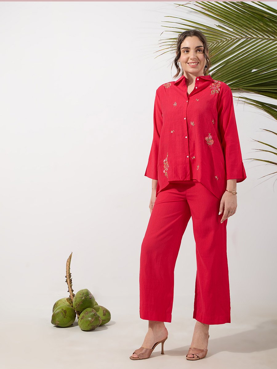 Embroidered Co-ord Set with 3/4 Sleeves