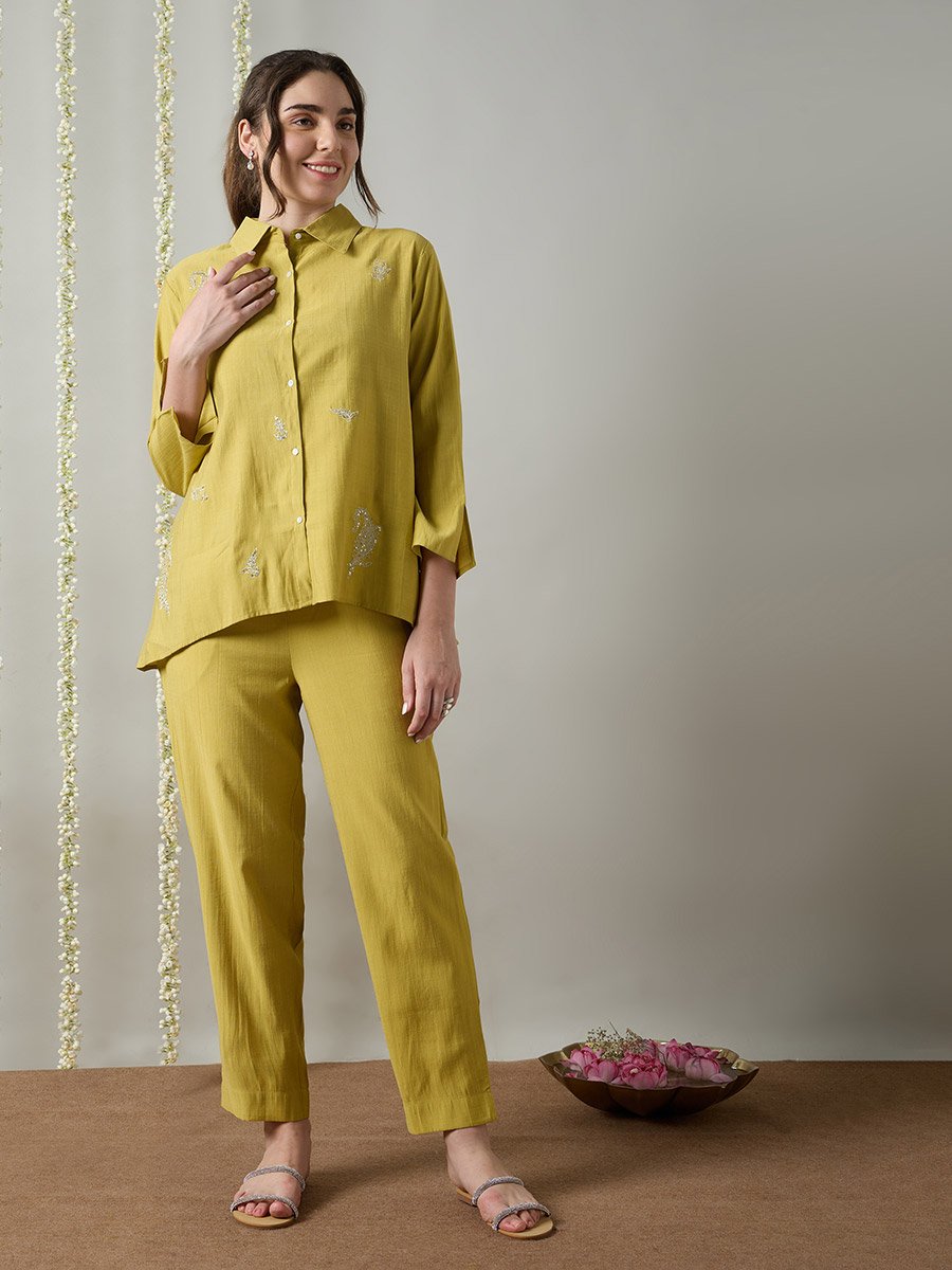 Embroidered Co-ord Set with 3/4 Sleeves