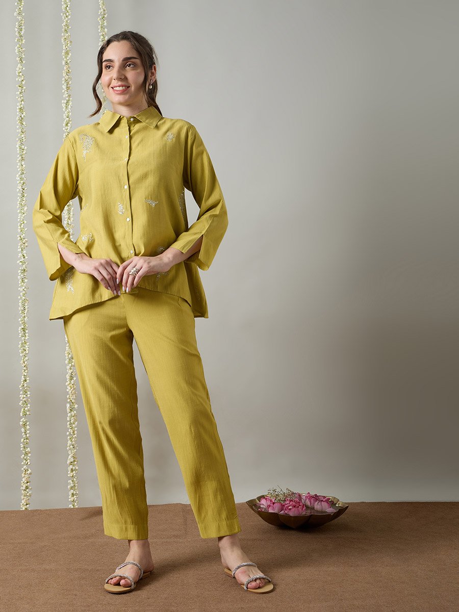 Embroidered Co-ord Set with 3/4 Sleeves