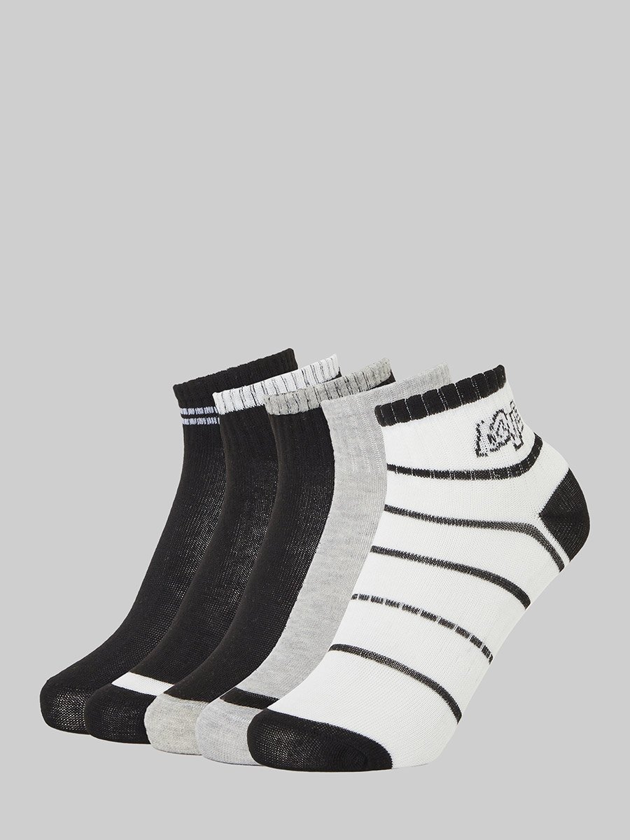 Pack of 5- Striped Detail Ribbed Cuff Ankle Socks
