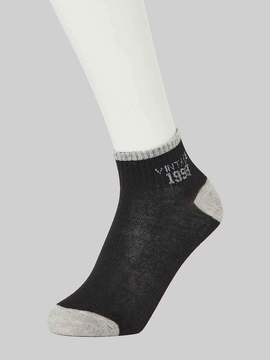 Pack of 5- Striped Detail Ribbed Cuff Ankle Socks