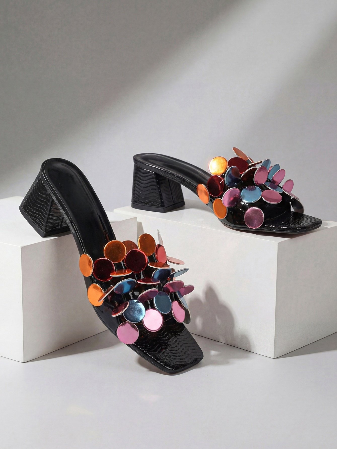 Embellished Strap Block Heel Sandals