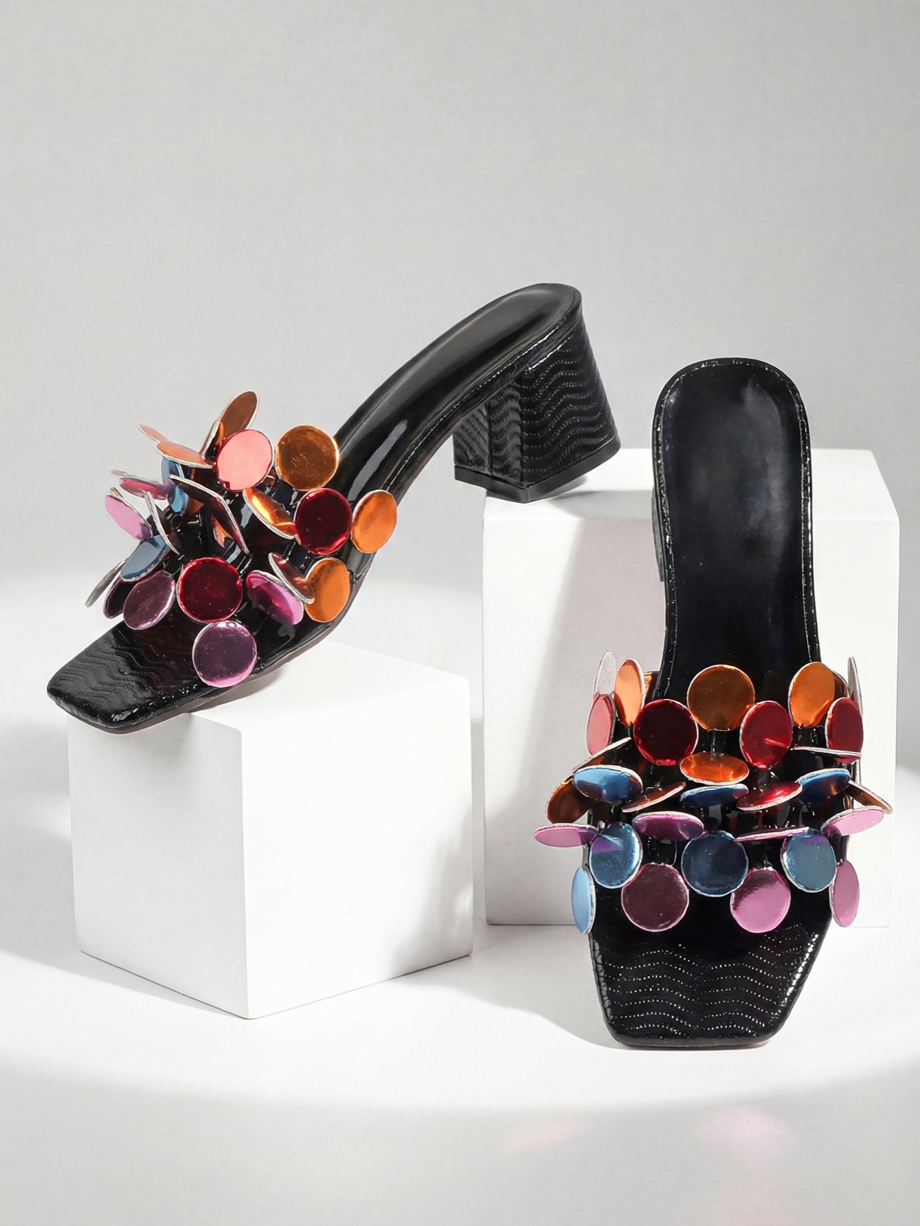 Embellished Strap Block Heel Sandals
