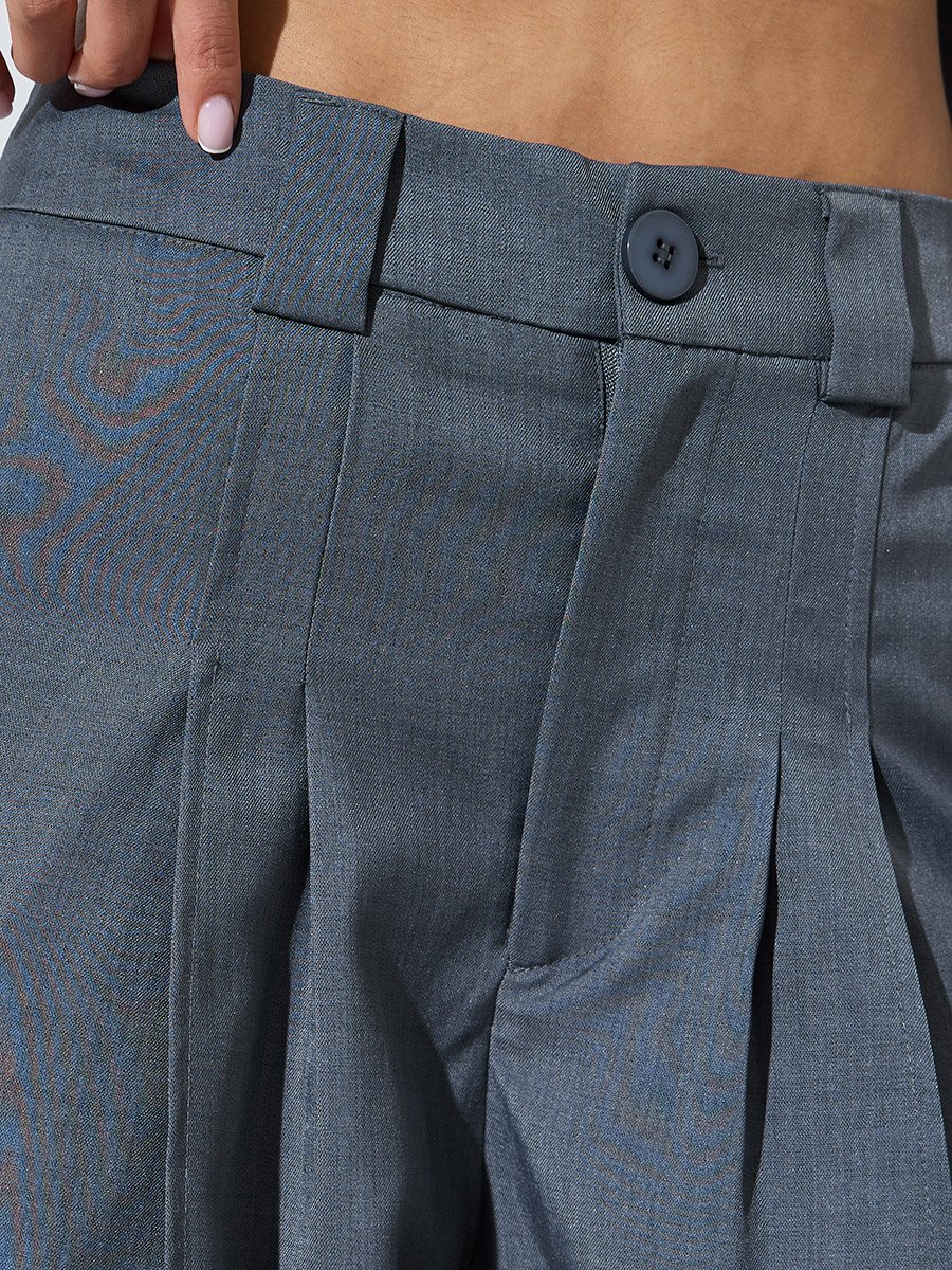 Charcoal Wide Leg Trousers with Belt Loops