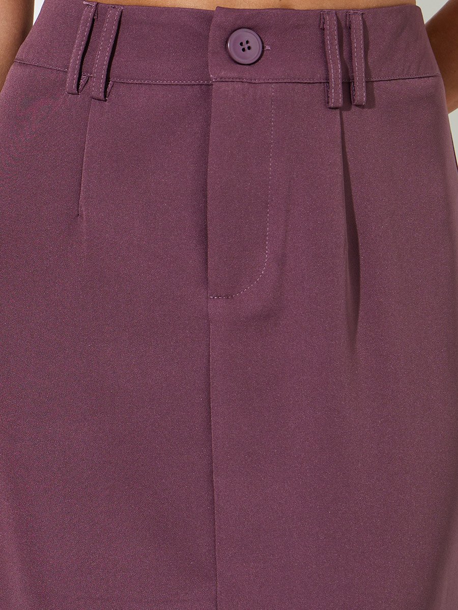 Purple Pencil Maxi Skirt with Front Slit