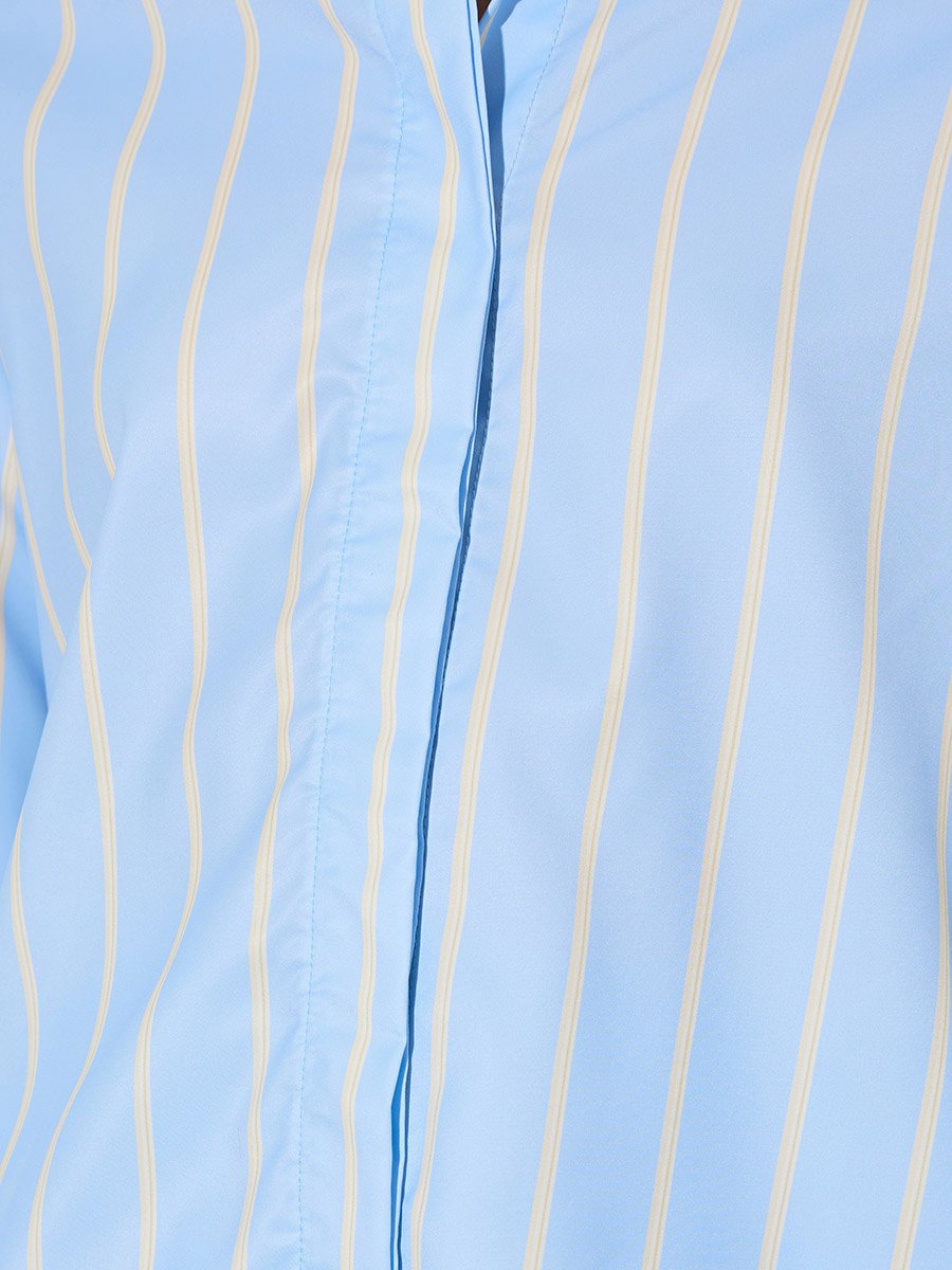 Light Blue Striped Long-Sleeve Oversized Shirt