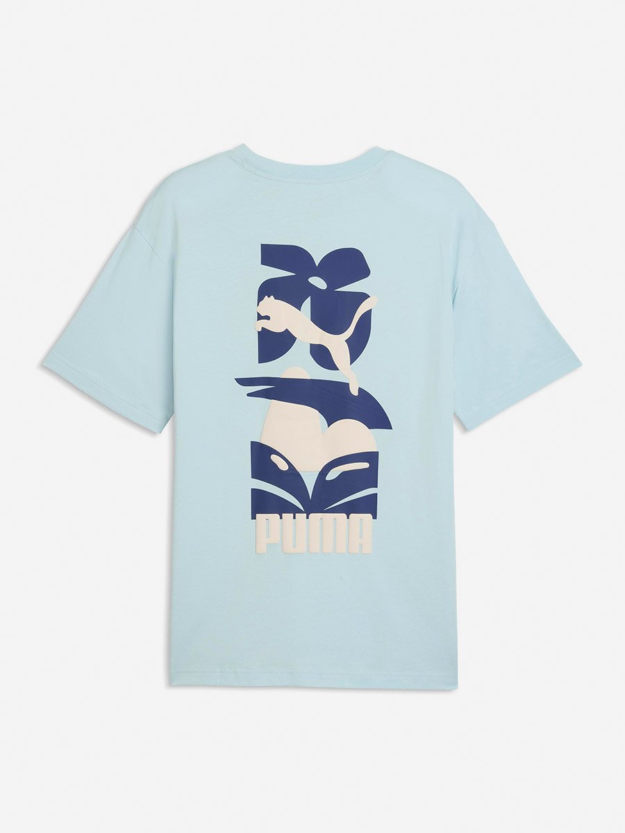 Men Blue Logo Graphic Relaxed Fit T-Shirt