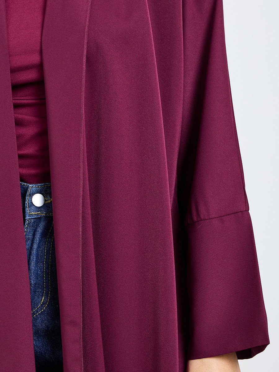 Burgundy Front Open Abaya
