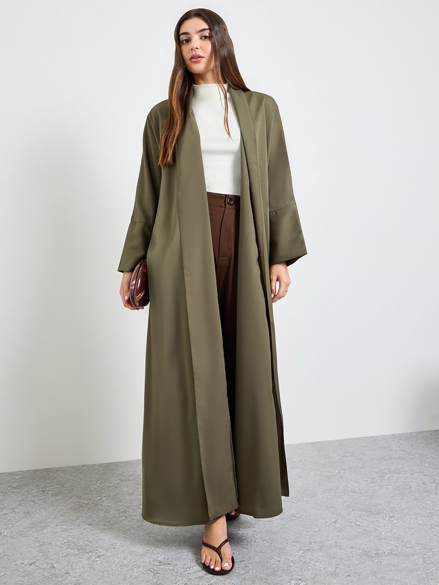 Olive Front Open Abaya