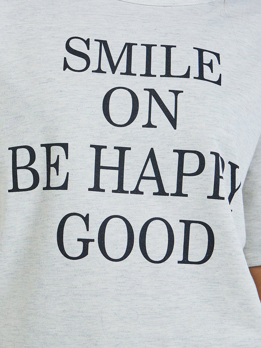 Grey Slogan Print T-Shirt and Relaxed Pants Co-ords