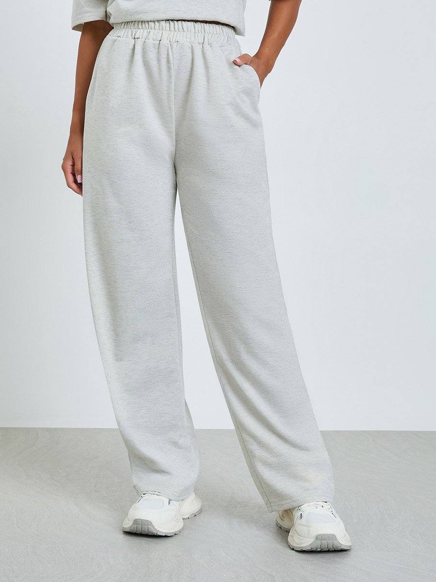 Grey Slogan Print T-Shirt and Relaxed Pants Co-ords