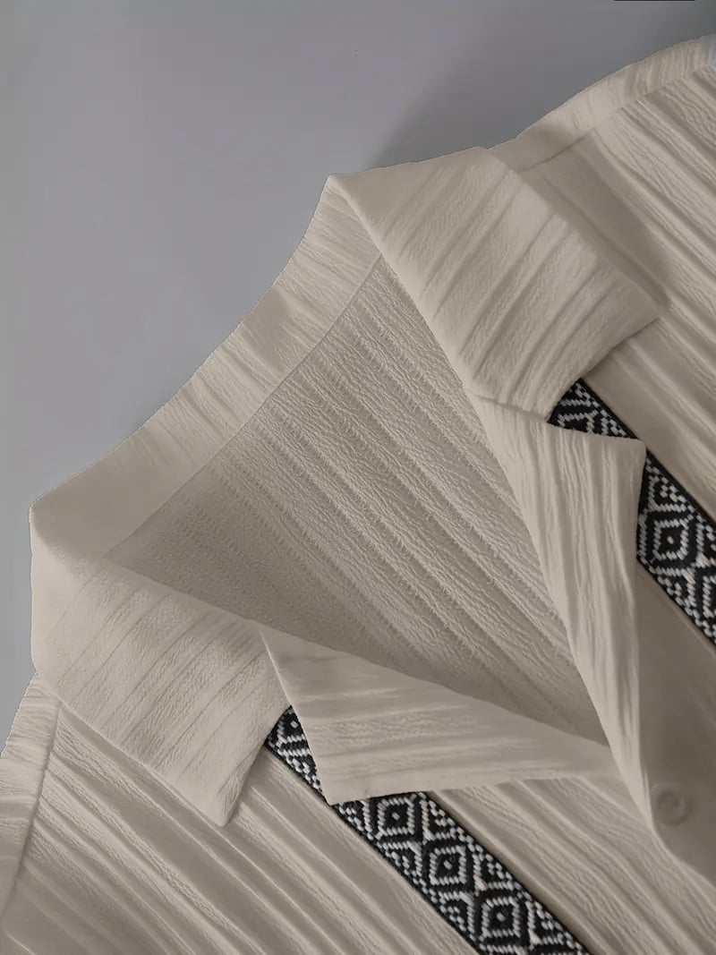 Men Plus Size Patterned Panel Shirt and Pants Co-ord Set