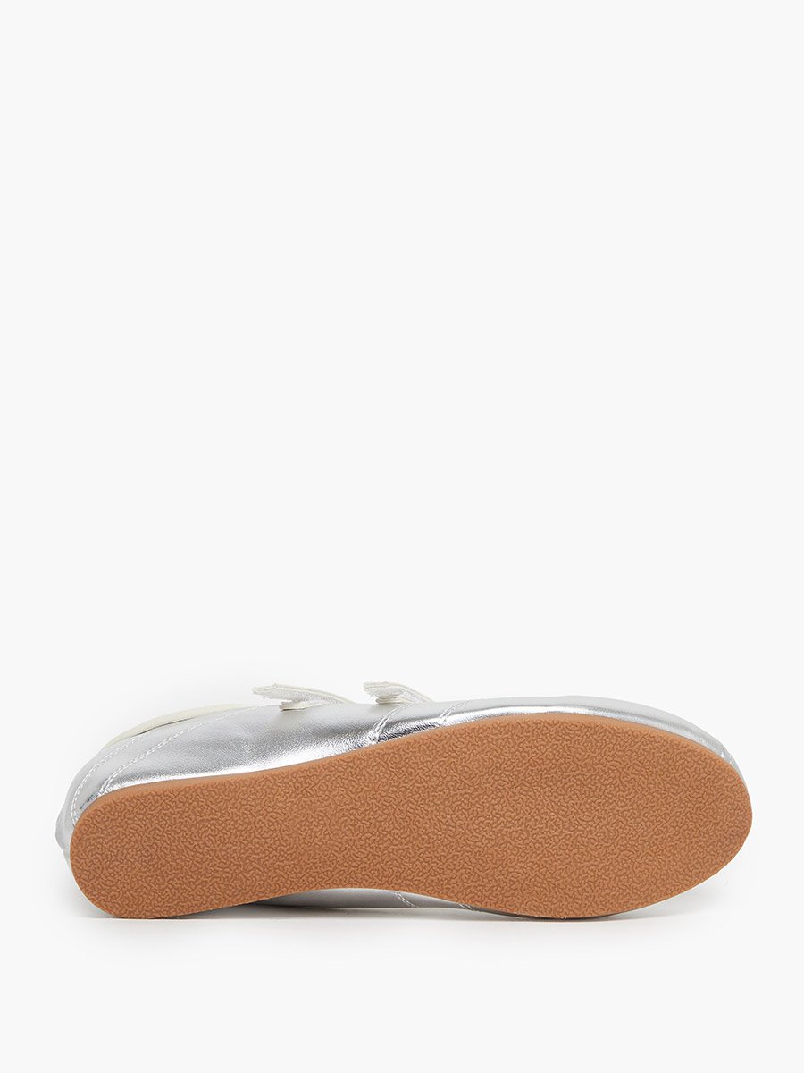 Metallic Look Sneakers with Hook and Loop