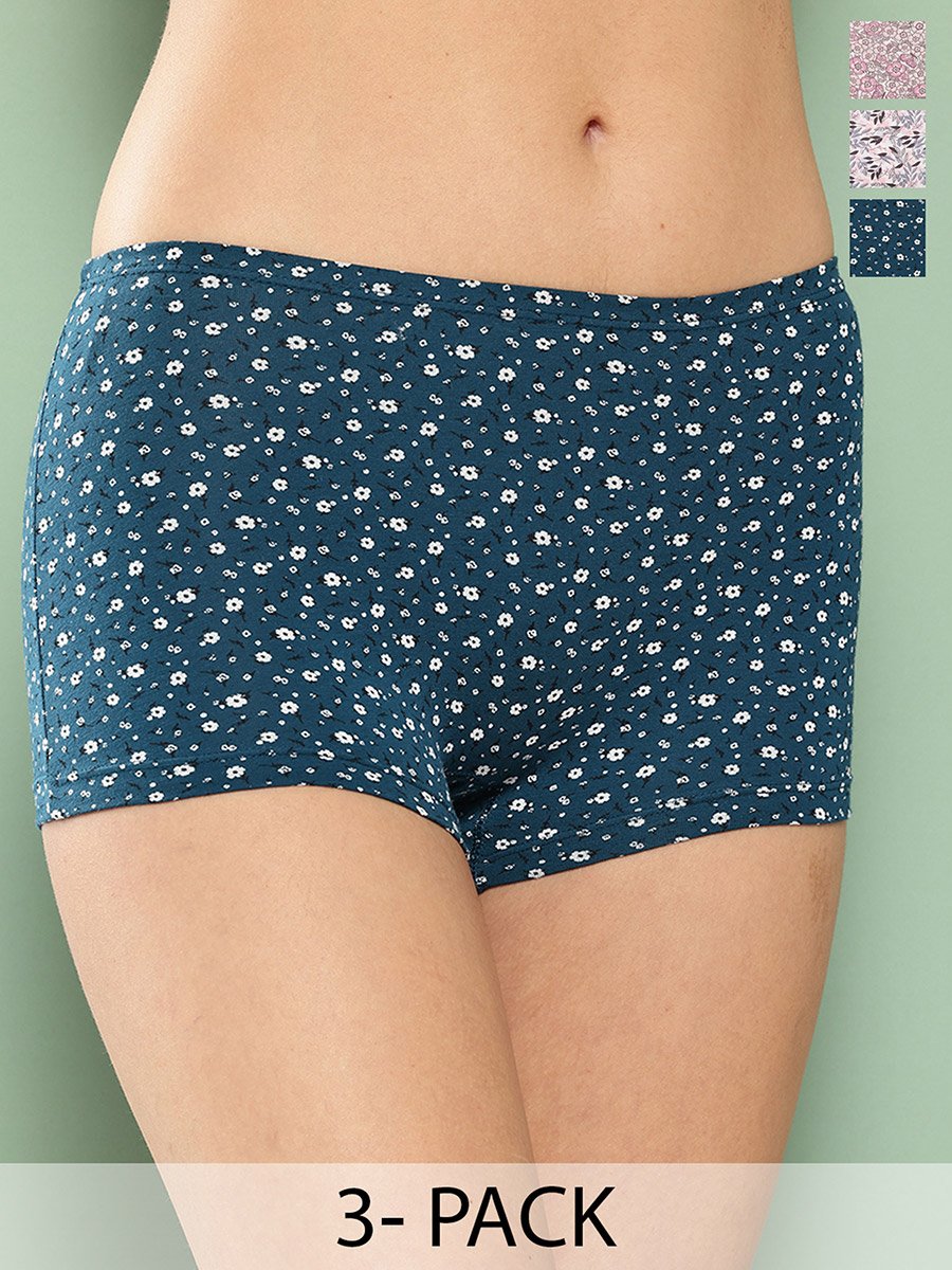 Pack of 3 - All Over Print Cotton Blend Boyshorts