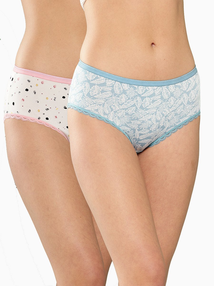 Pack of 2 - Spot and Leaf Print Hipster Briefs