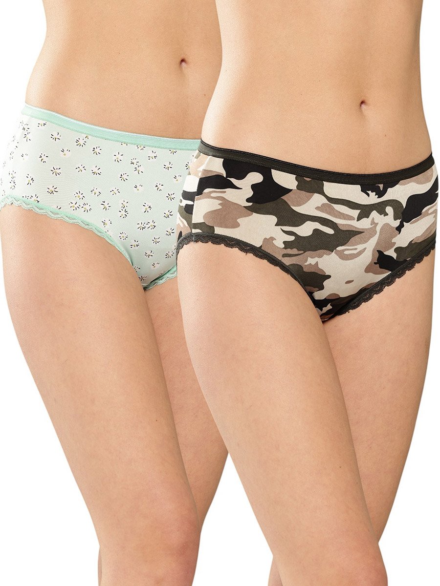 Pack of 2 - Floral and Camo Print Hipster Briefs