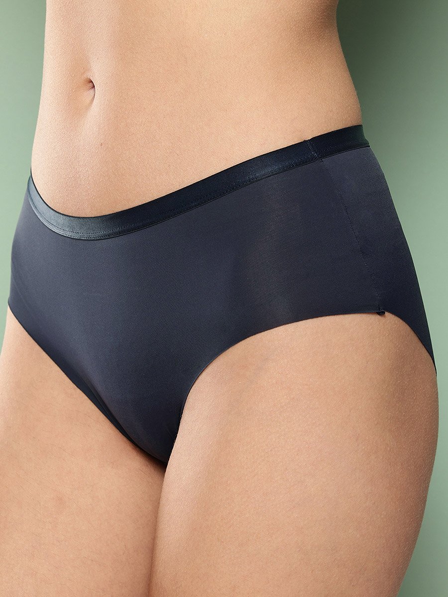 Navy Blue Lace Detail Lightly Padded Non Wired Bra and Brief Set
