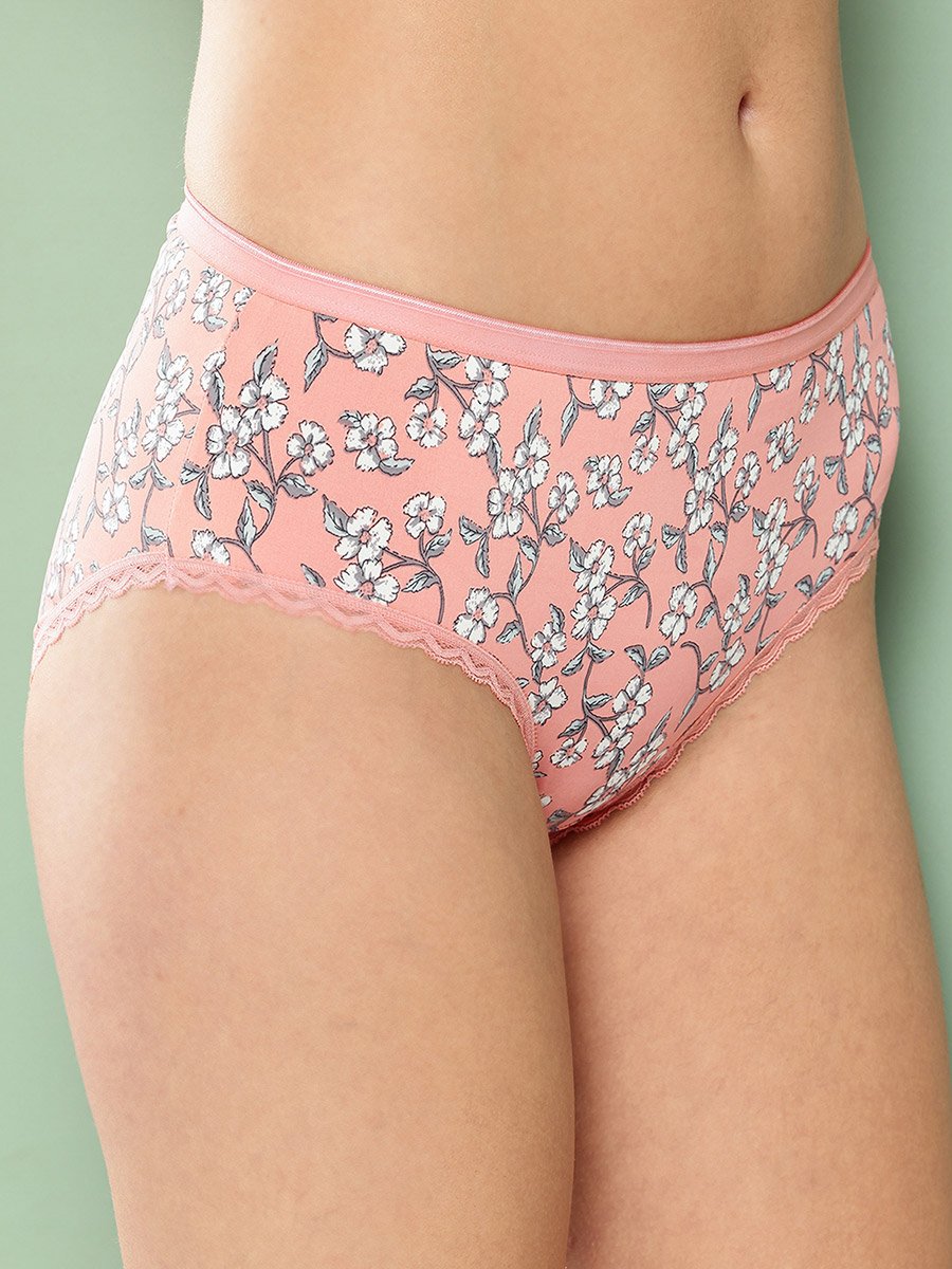 Orange Floral Lightly Padded Non Wired Bra and Brief Set