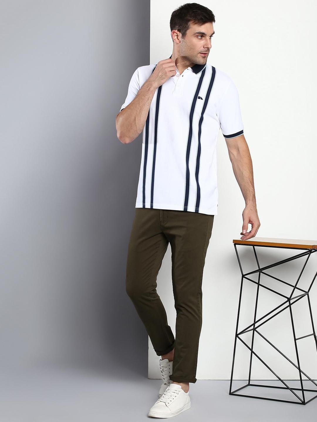 Men Olive Tapered Fit Cotton Chinos